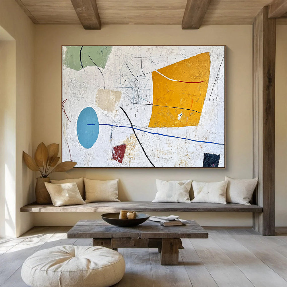 Mixed Shapes Abstract Painting with Colorful Elements DYP456