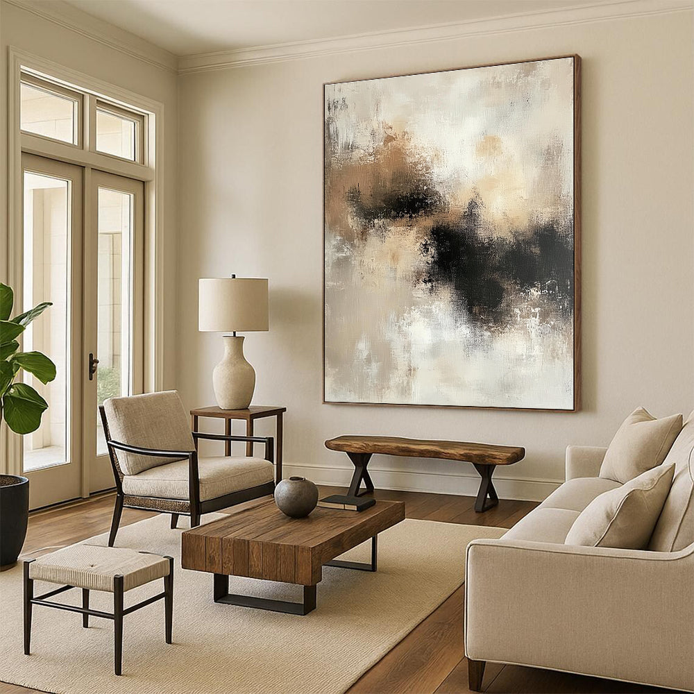 Soft Neutral Abstract Painting with Gentle Textures GER534