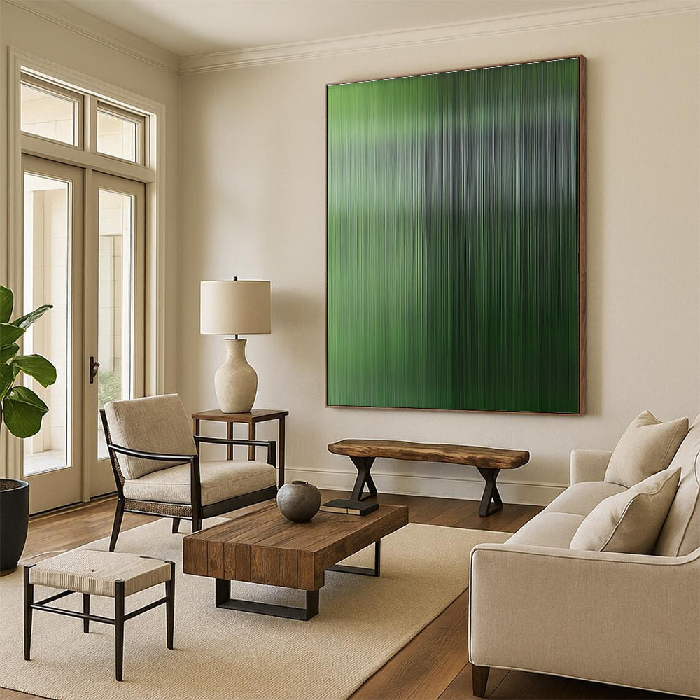 Green Vertical Streaks Abstract Painting GER870