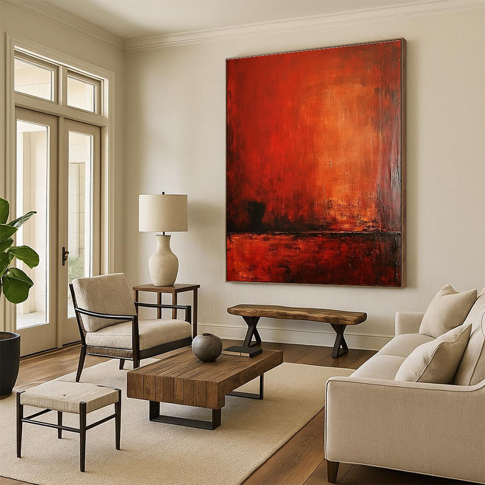 Red Textured Abstract Painting with Intense Hues GER127