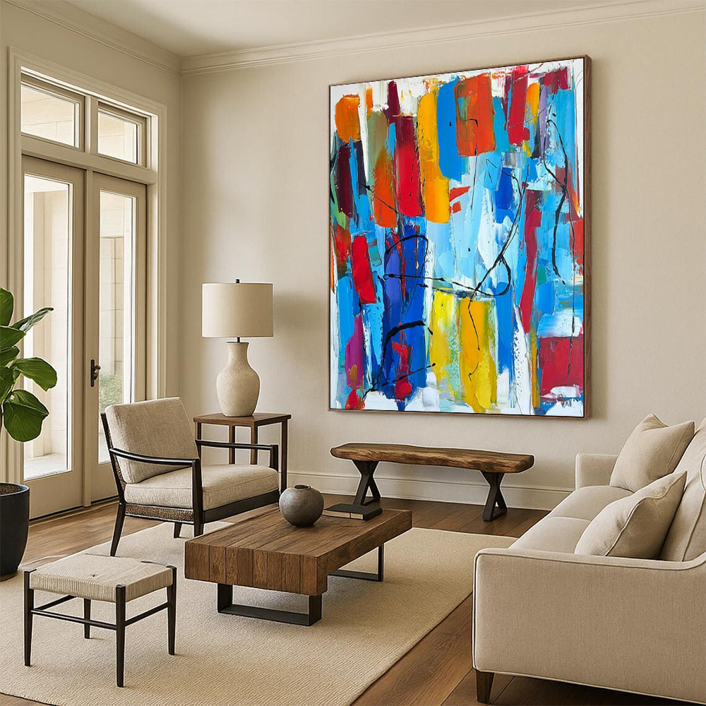 Original Hand-Painted Abstract Canvas for Entryway and Dining Room DLZ1491