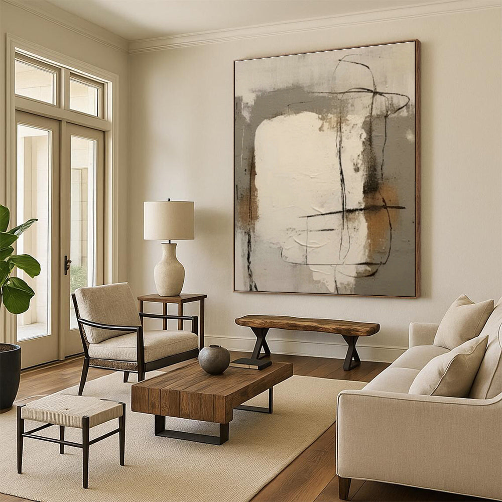Custom Hand - Painted Abstract Art for Living Room Sectional Ottoman Tops & Office Break Room Table Centerpieces DLZ0859
