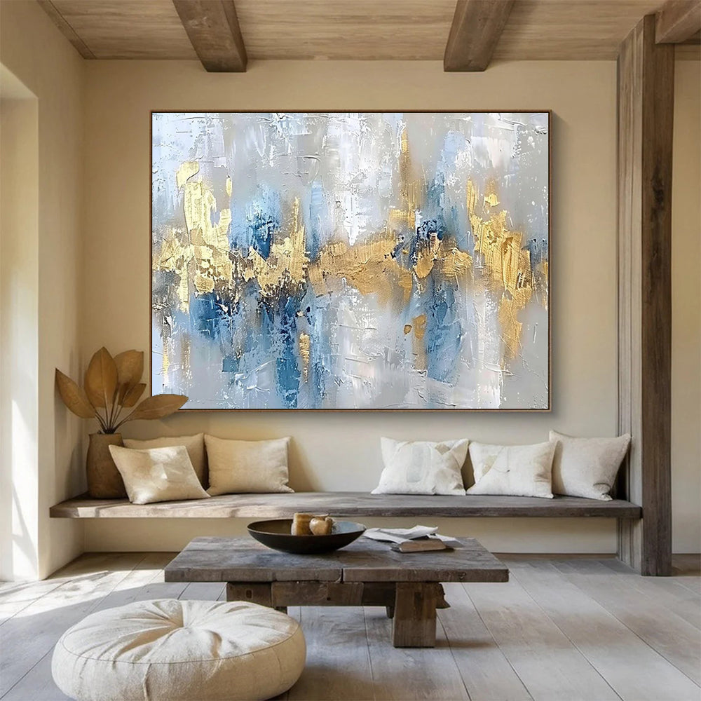 Gold Blue Grey Abstract Painting THY045