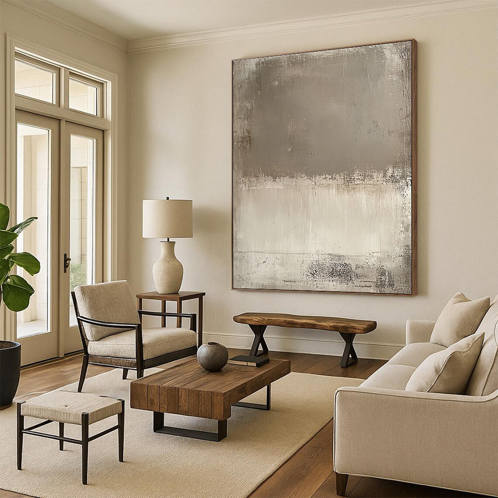 Gray and Beige Abstract Painting with Subtle Transitions GER119