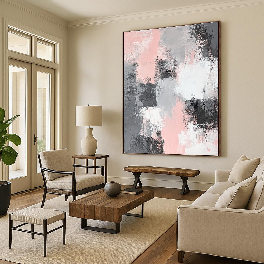 Soft Tone Abstract with Pink, Gray, and White GER317