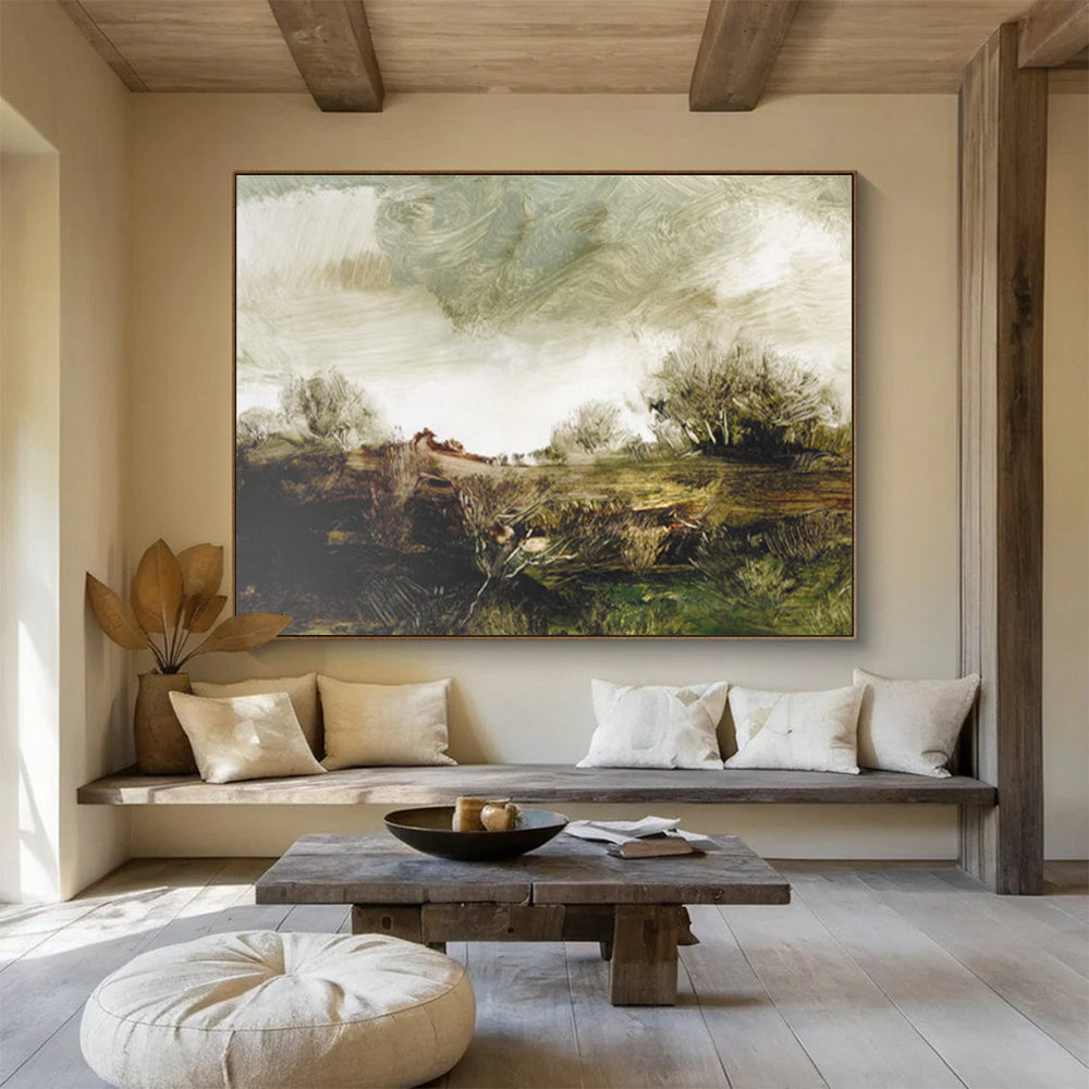 Textured Field Abstract Painting with Ear THY Tones THY122