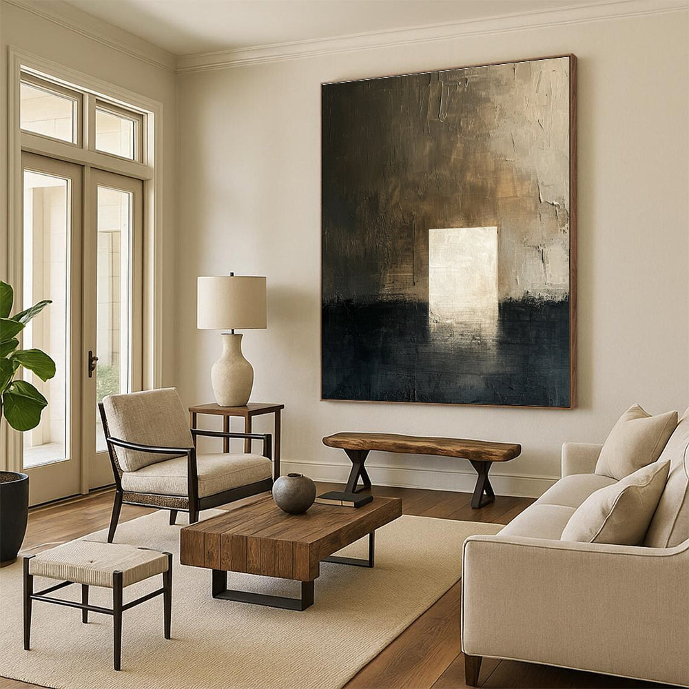 Brown Grey White Abstract Painting ADGE008