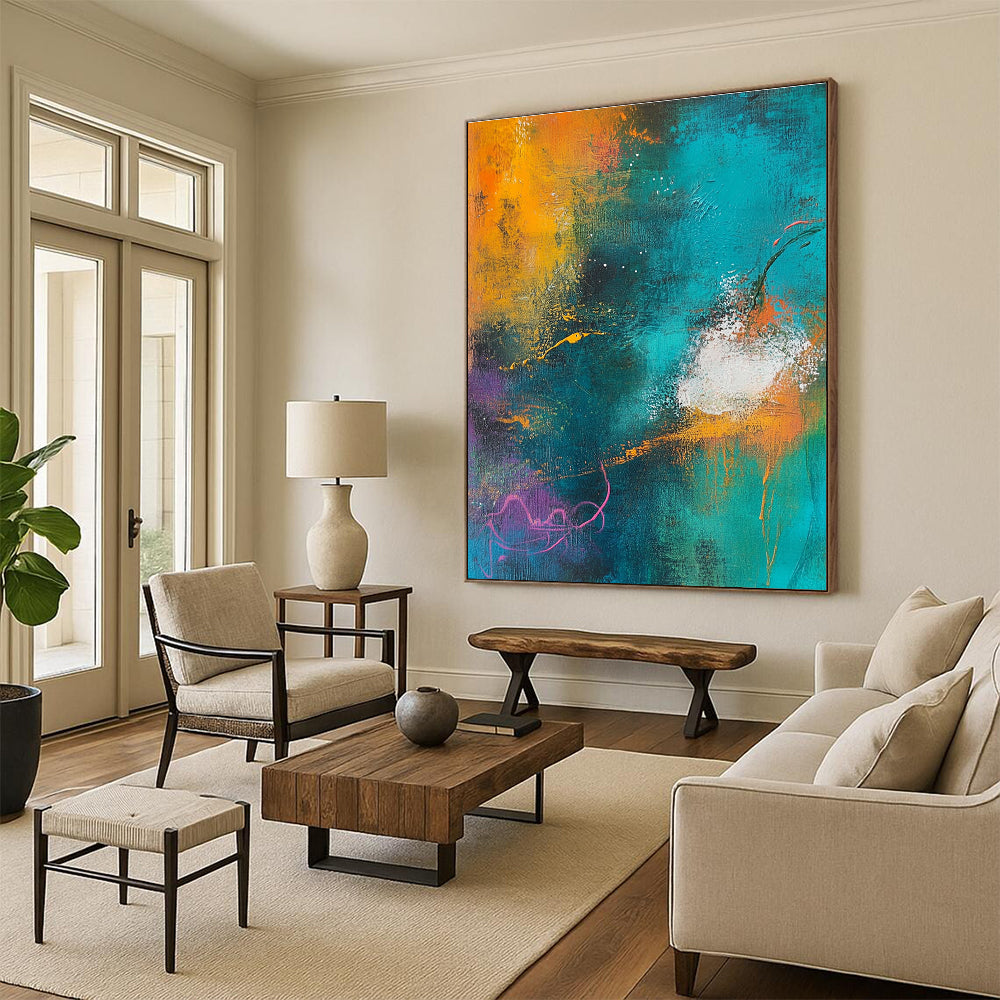 Colorful Abstract Painting with Energetic Brushstrokes GER548