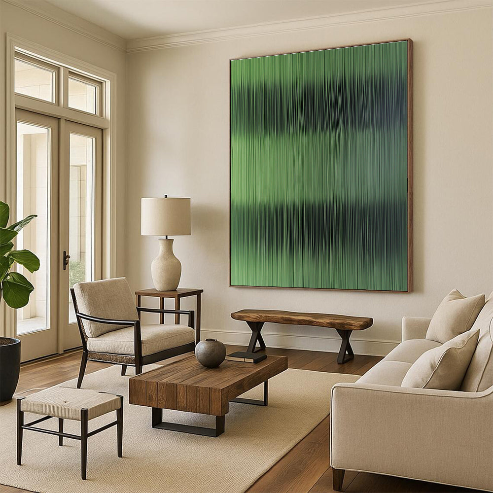Green Vertical Stripes Abstract Painting GER842