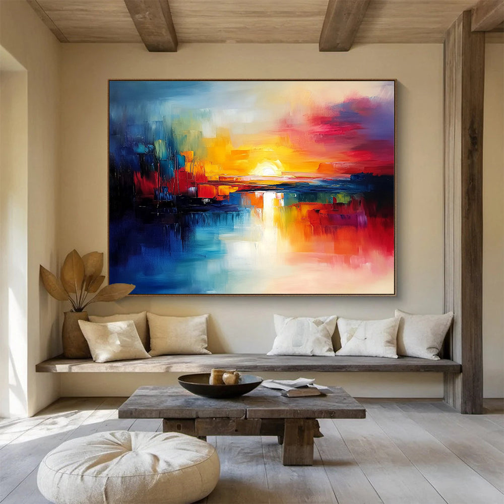 Colorful Sunset Abstract Painting with Vivid Hues DYP152