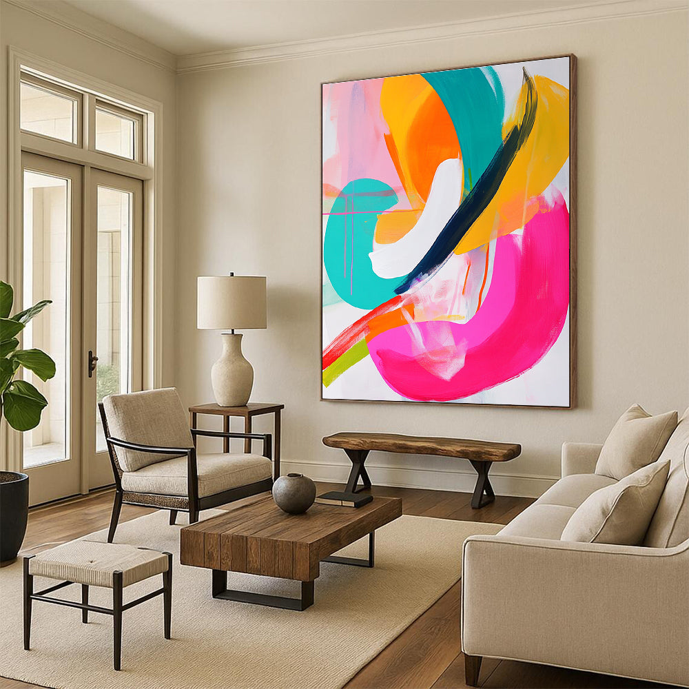 Colorful Curves Abstract Painting with Vivid Shapes GER731