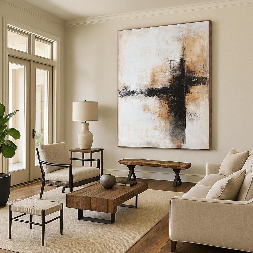 Cross Abstract with Black Brown and Beige GER339