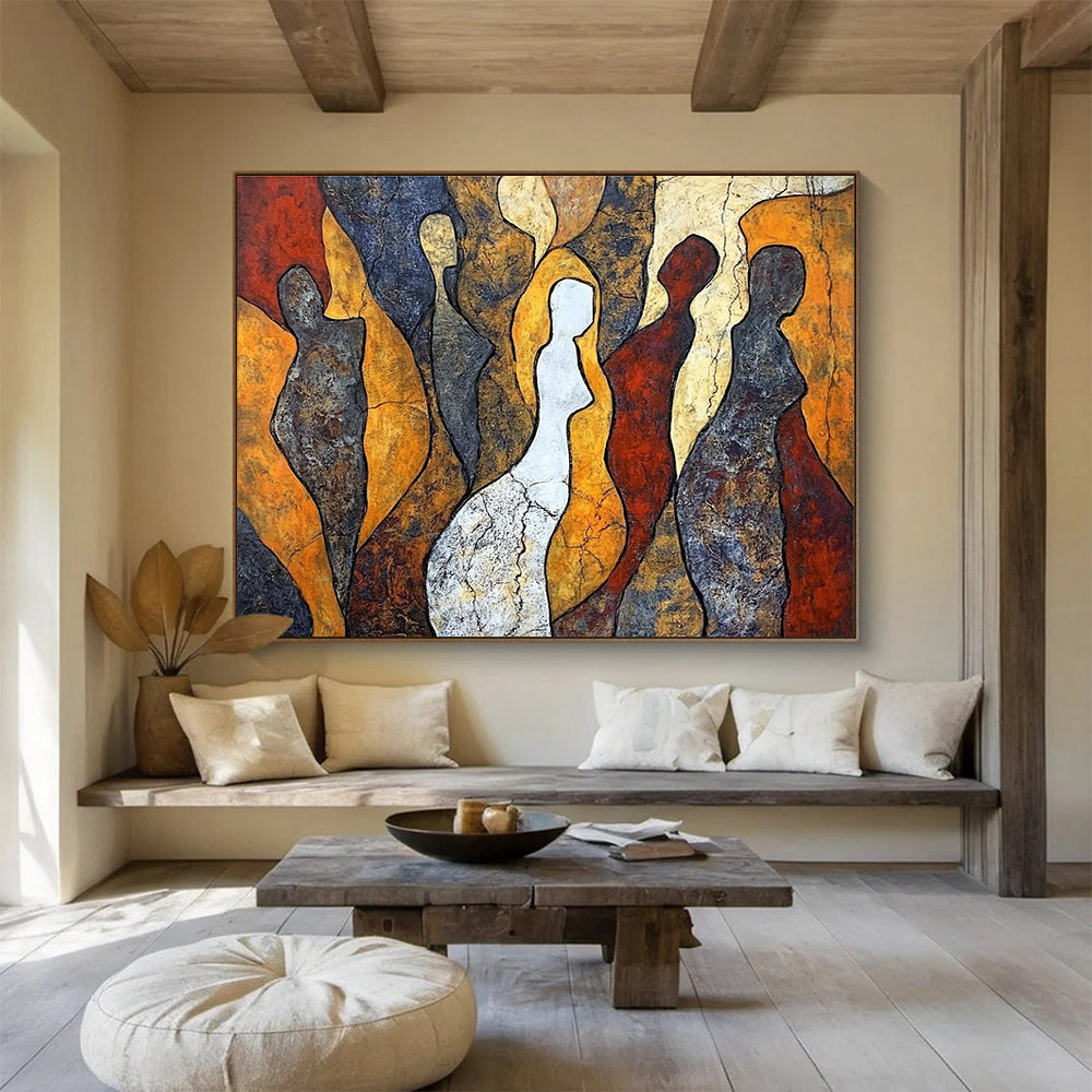 Figure - Silhouette Abstract Painting with Earthy Tones DYP112