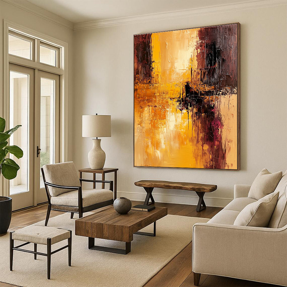 Warm Tone Textured Abstract Painting with Rich Layers GER765