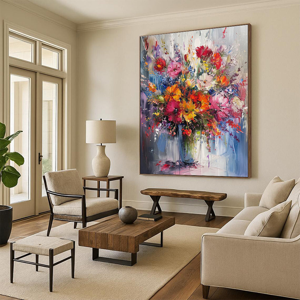 Colorful Floral Abstract Painting with Rich Hues ADGE260