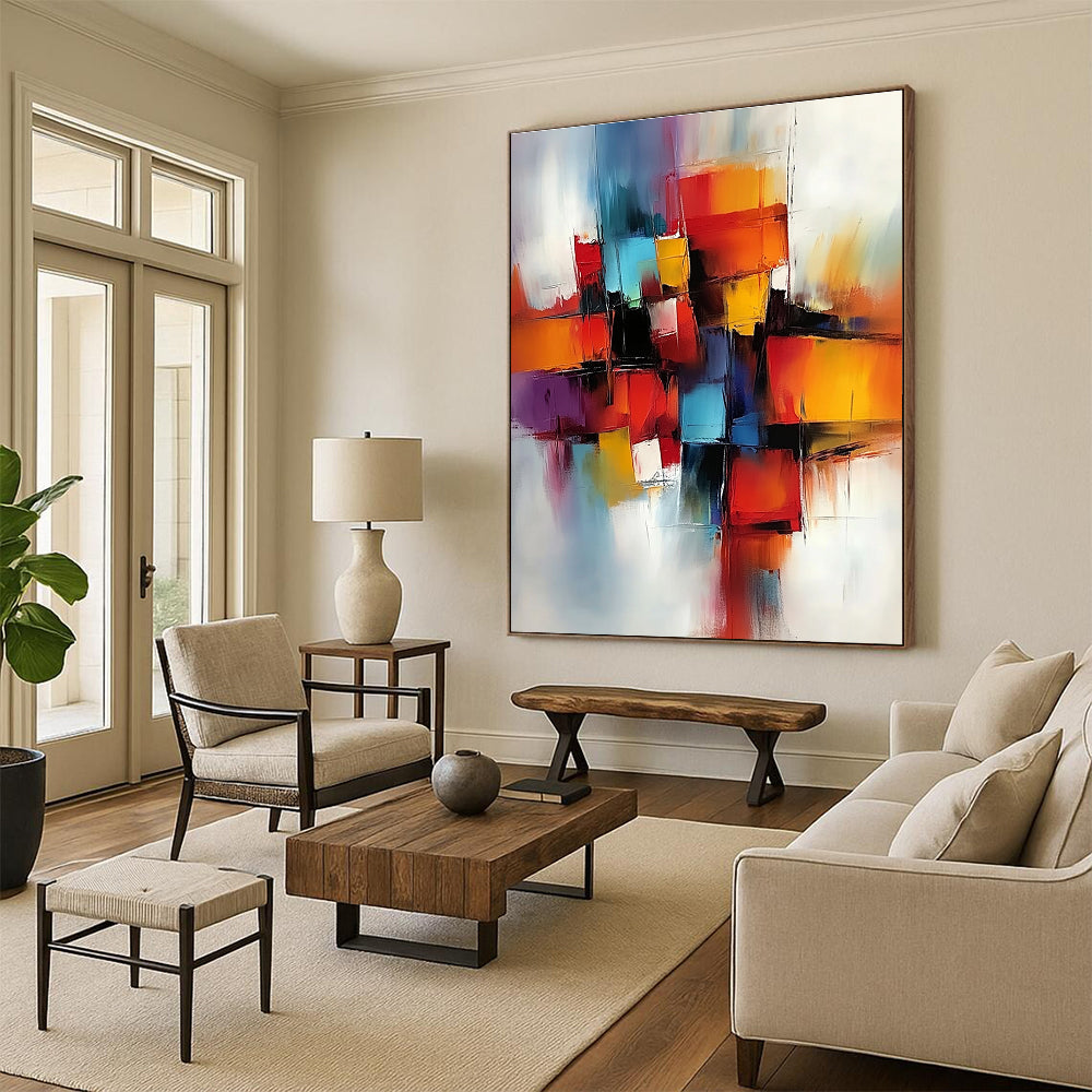 Colorful Block Abstract Painting with Vibrant Hues GER670