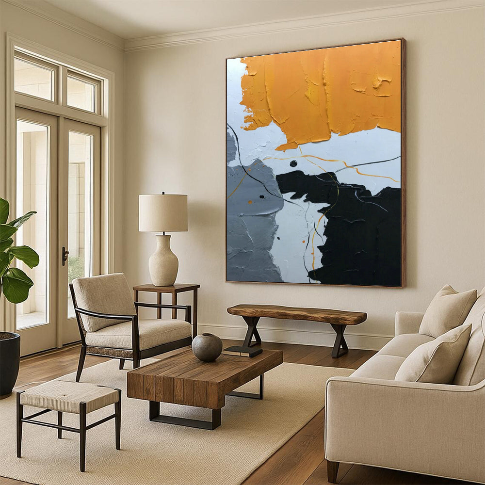 Handcrafted Extra - Large Abstract Canvas for Cottage Dining Room & Hallway DLZ1341