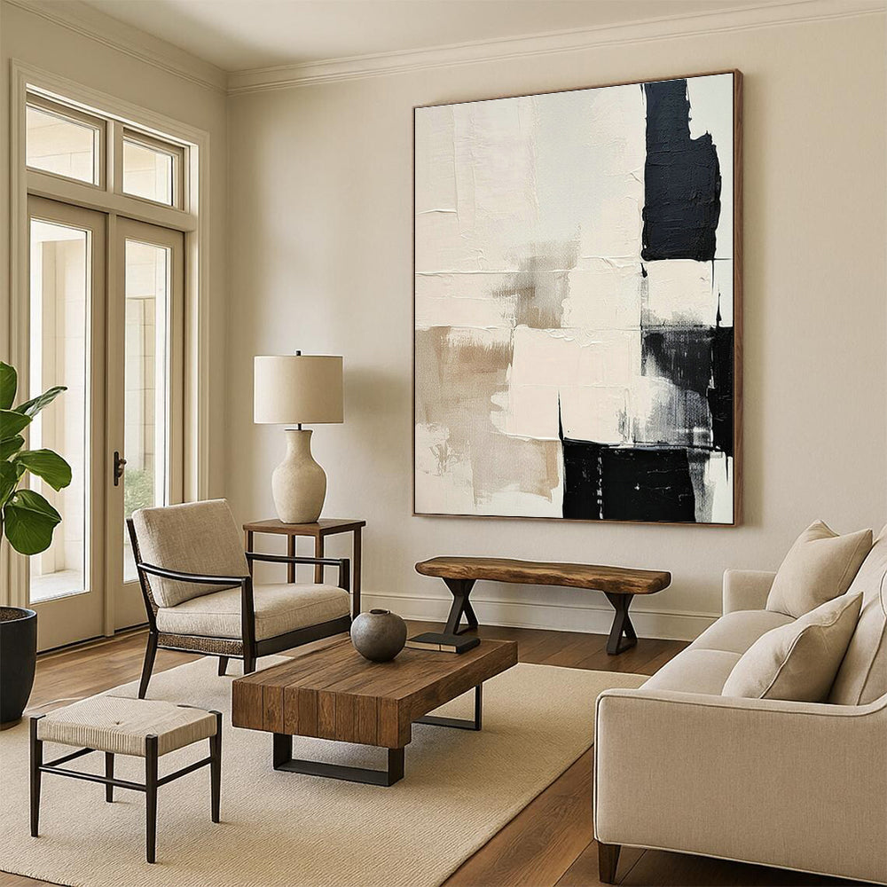 Large Customizable Hand-Painted Abstract Canvas for Living Room Window Seat Bay and Bedroom Nightstand Wall DLZ1875
