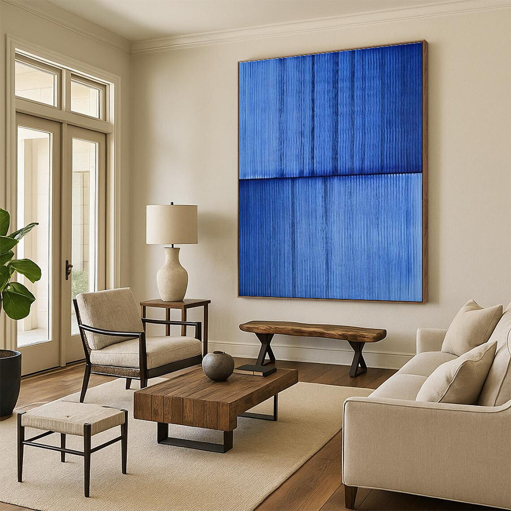 Blue Textured Minimalist Abstract Painting ADGE407