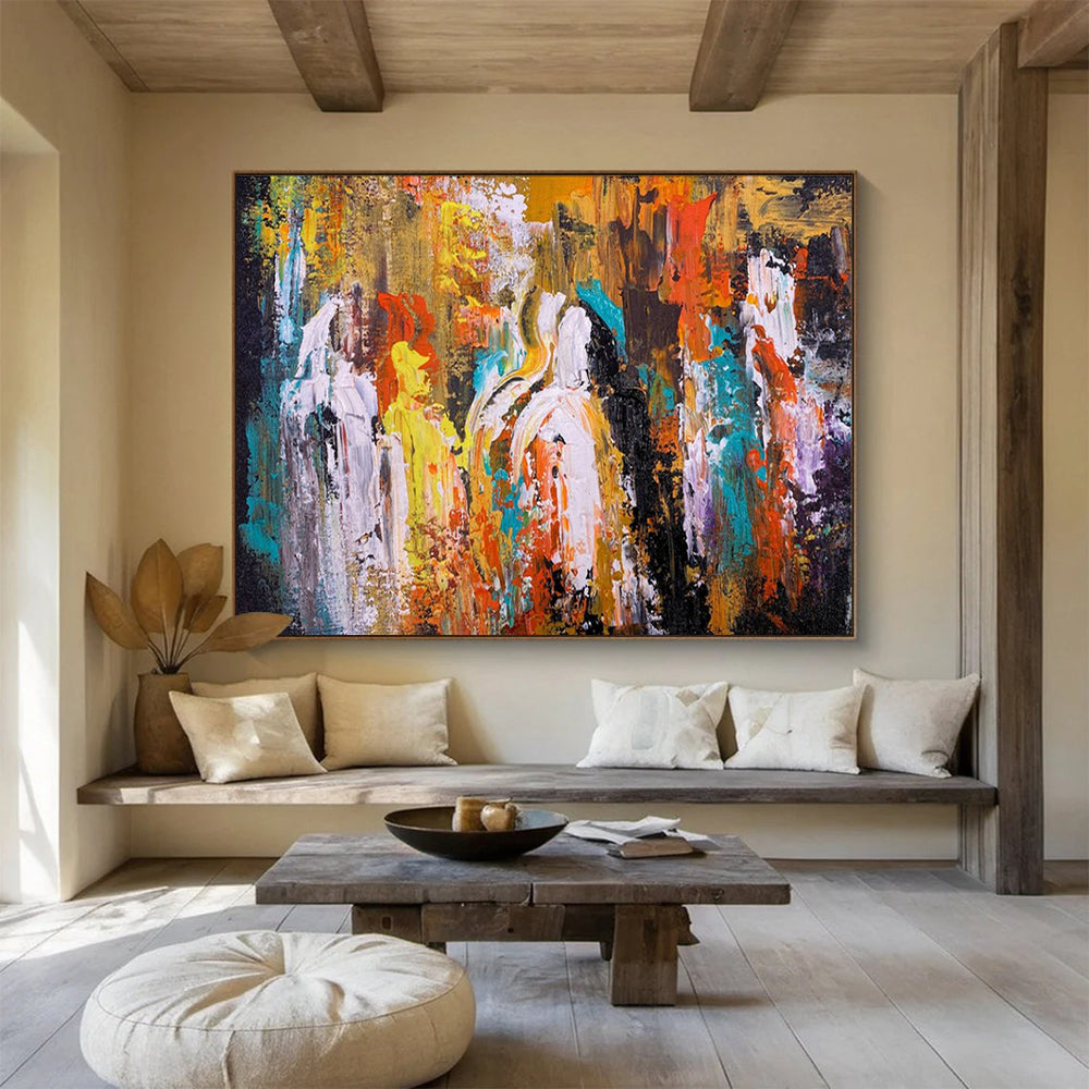 Colorful Figure Abstract Painting with Vivid Hues THY349