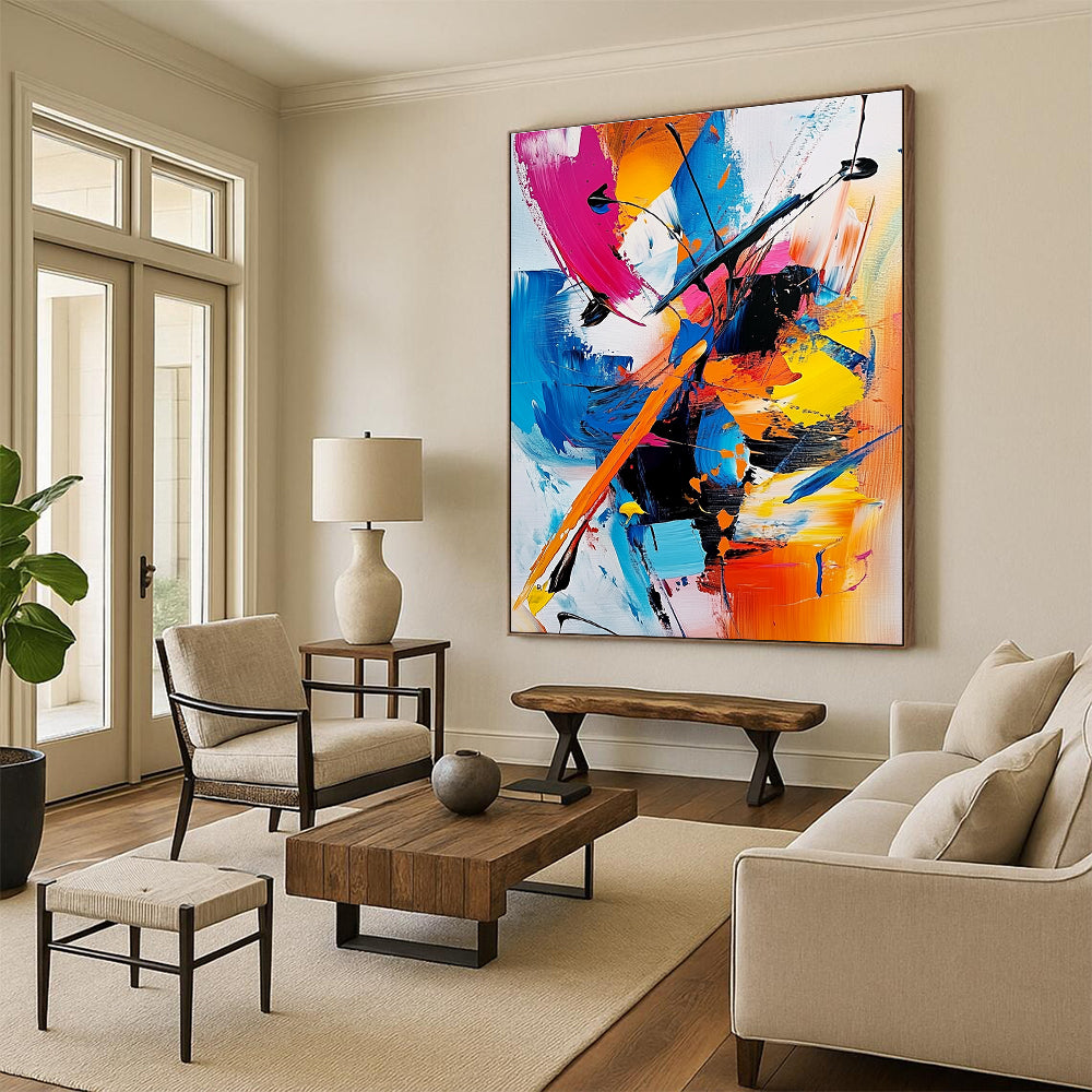 Colorful Dynamic Abstract Painting with Bold Strokes GER640