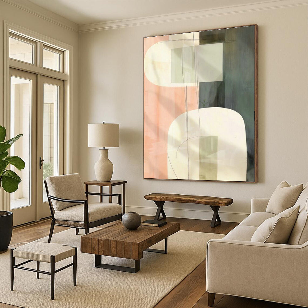 Oversized Custom Hand-Painted Abstract Art for Cottage Hallway Umbrella Stand Wall and Office Printer Station Wall DLZ1947