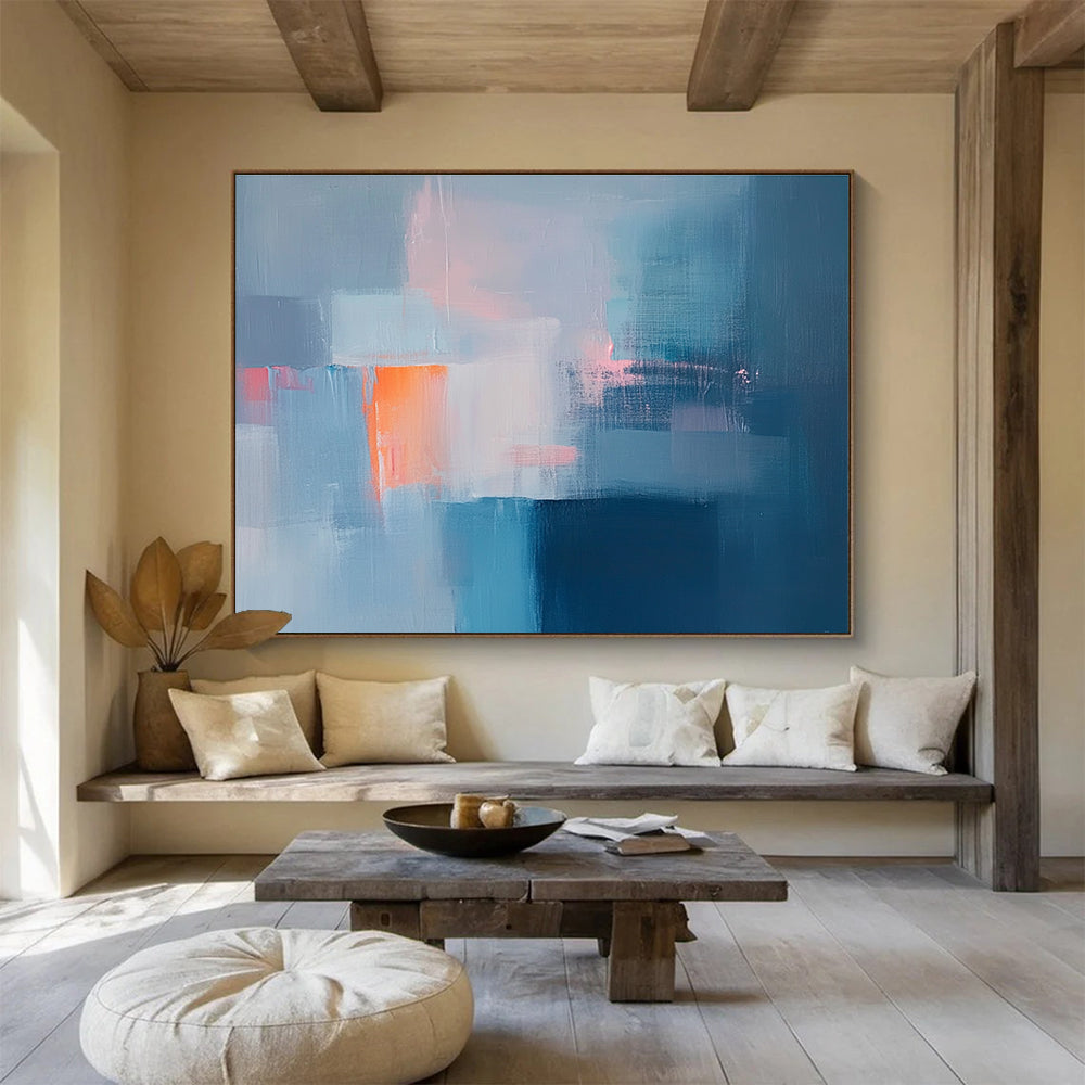 Blue and Orange Abstract Blocks Painting DYP477