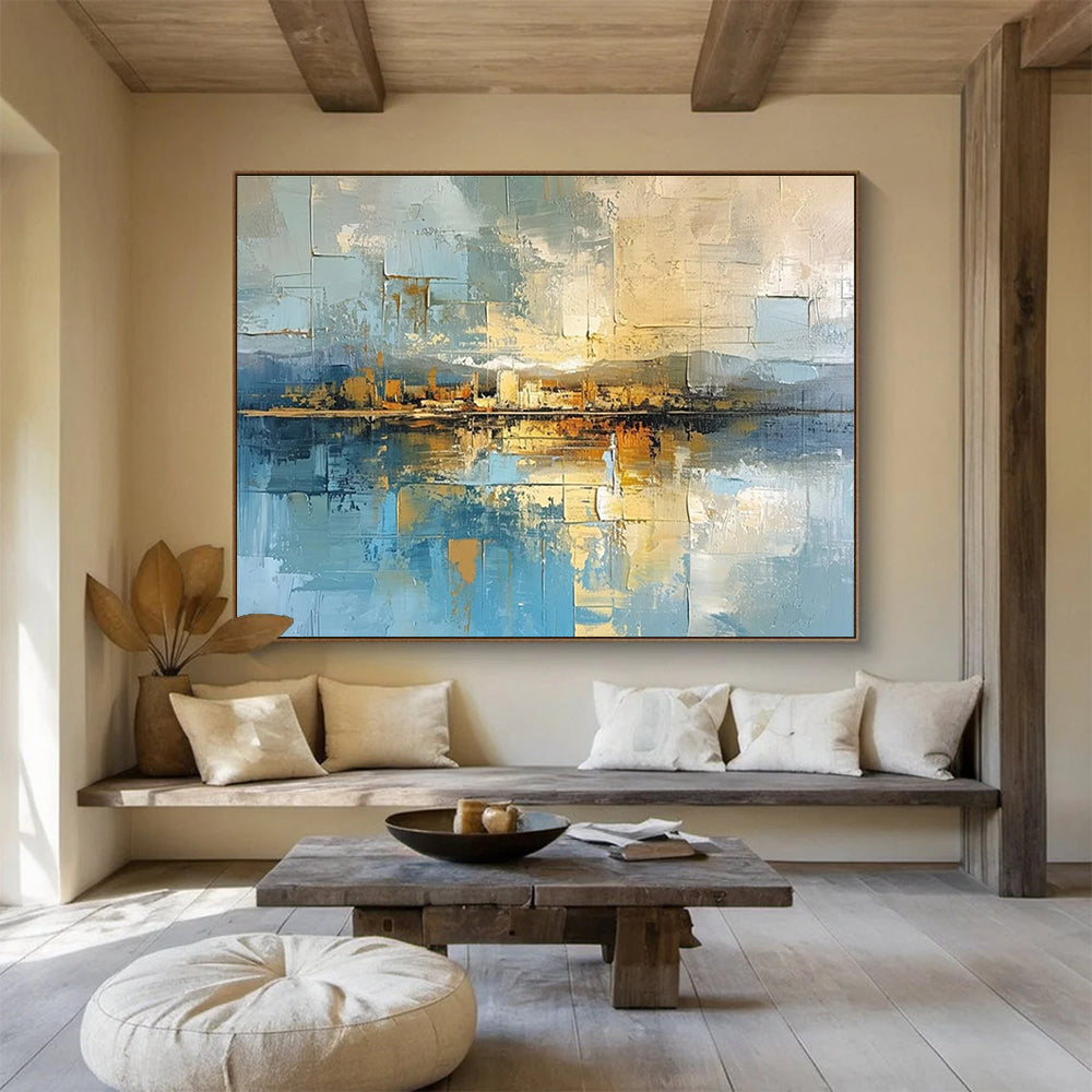 Blue Toned Cityscape Abstract Painting THY049