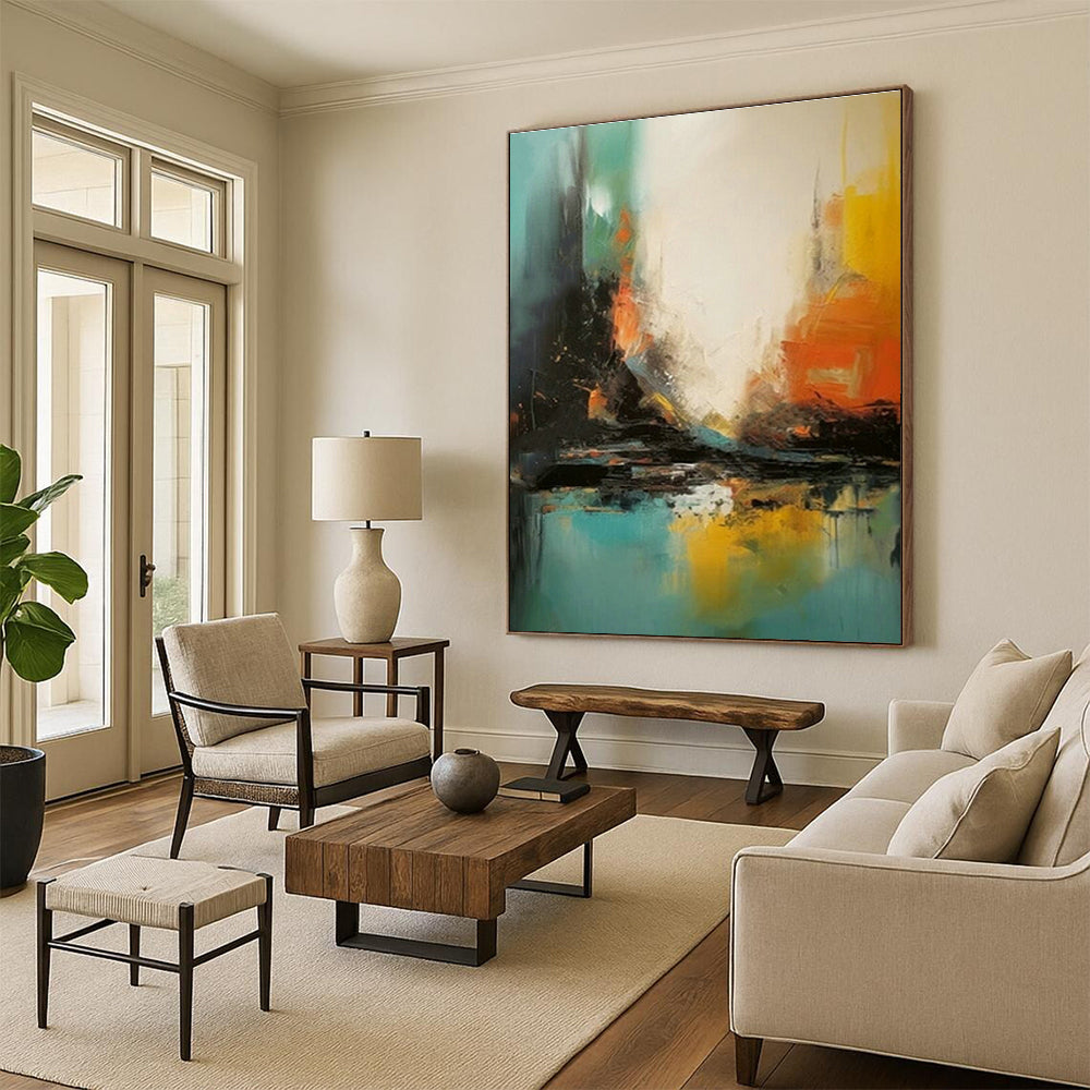 Custom Hand - Painted Abstract Art for Cottage Entryway Pet Bed Frames & Office Break Room Water Cooler Wraps DLZ0935