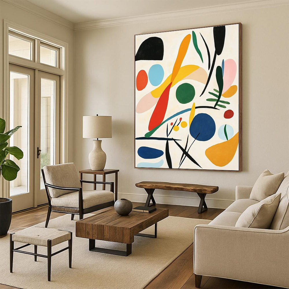 Vibrant abstract artwork featuring soft color blending and organic forms inspired by Matisse perfect for any modern decor.STSC1244
