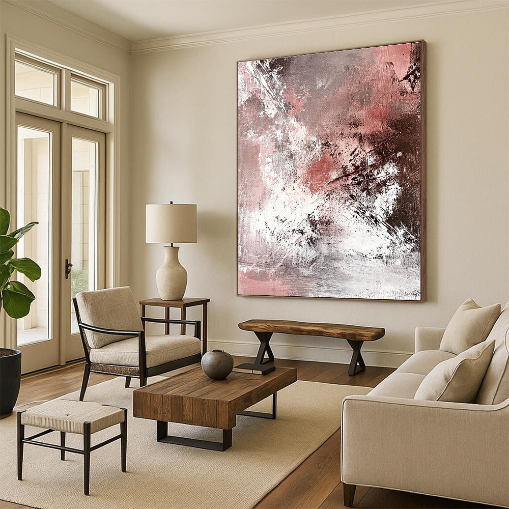 Red and Gray Abstract Painting with Dynamic Textures GER540