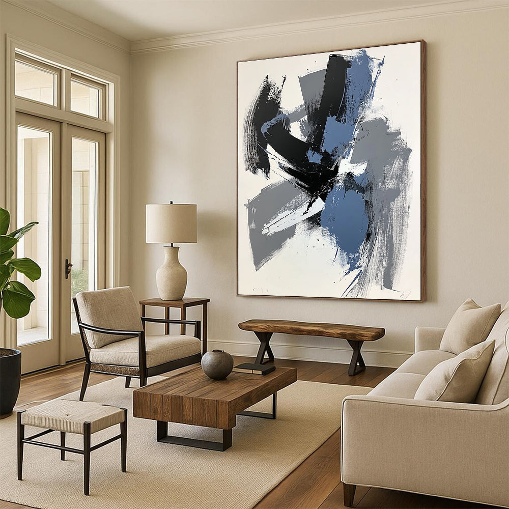 Black Gray Blue Abstract Painting GER824
