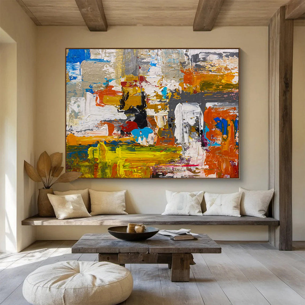 Color Block Abstract Painting with Bold Color Combinations THY335