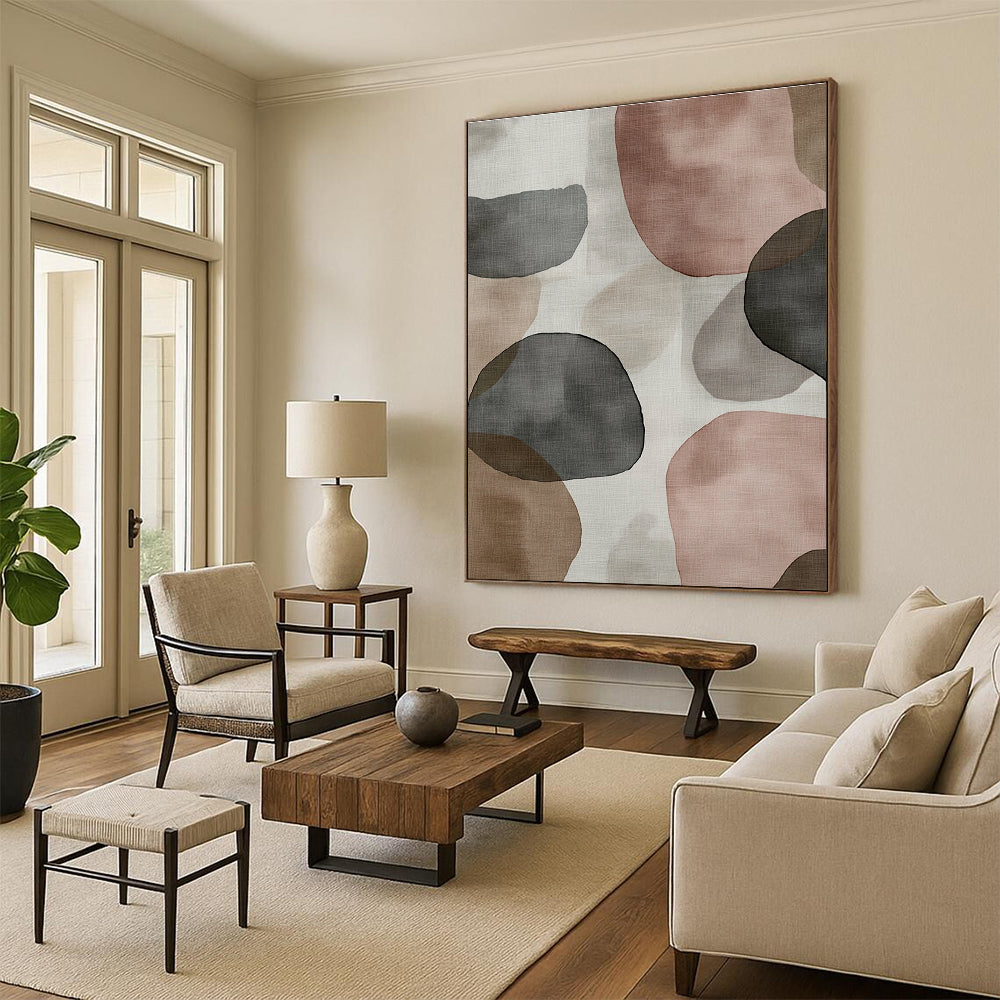 Earthy Shapes Abstract Painting with Soft Color Palette GER724
