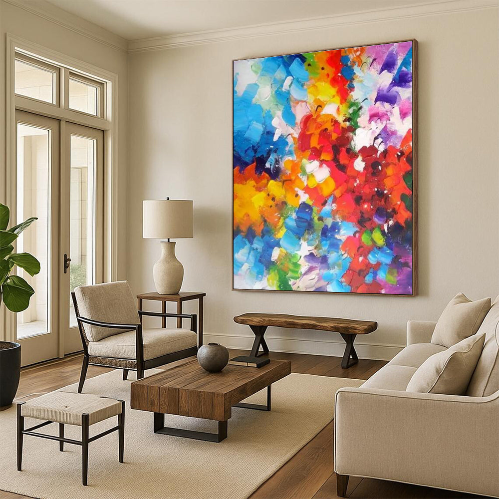 Rainbow - like Color Abstract Painting with a Spectrum of Hues ADGE415