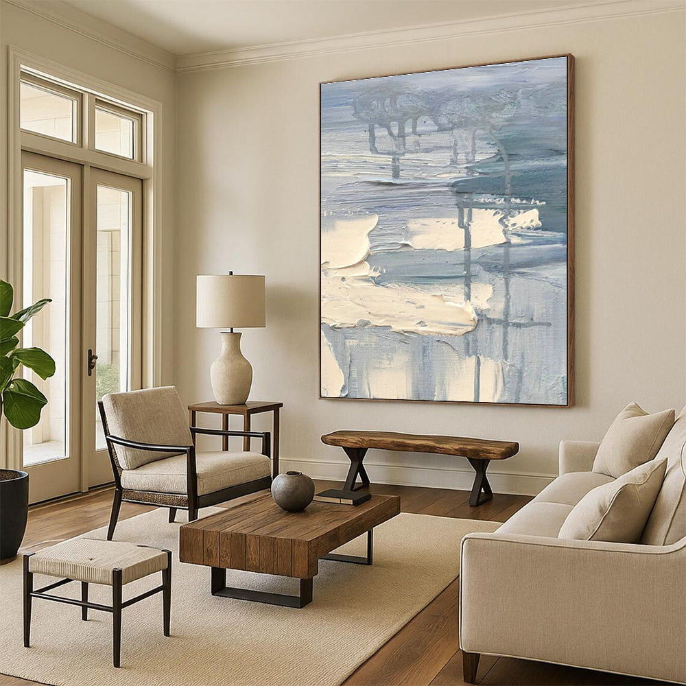 Large Hand-Painted Abstract Canvas for Cottage Bedroom & Living Room DLZ1299