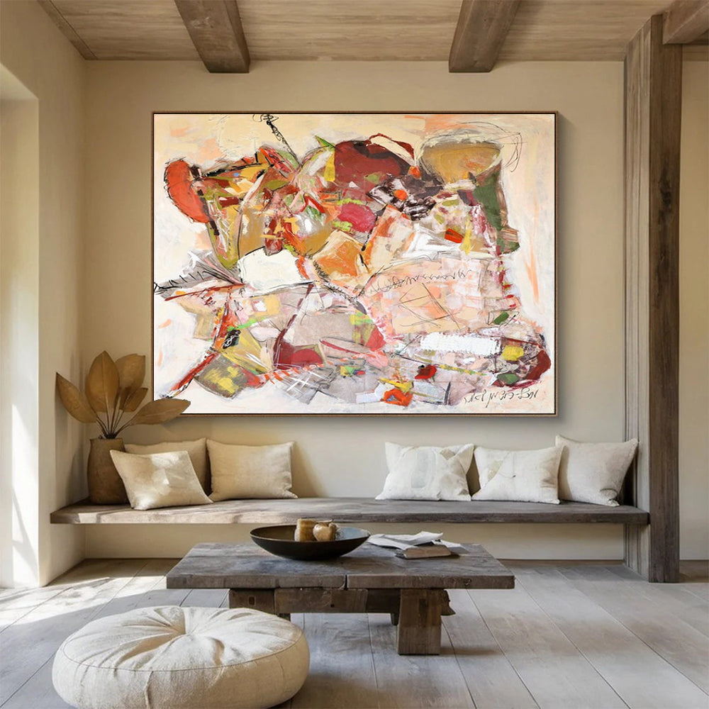 Earth - Toned Abstract Composition Painting with Subtle Color Variations THY241