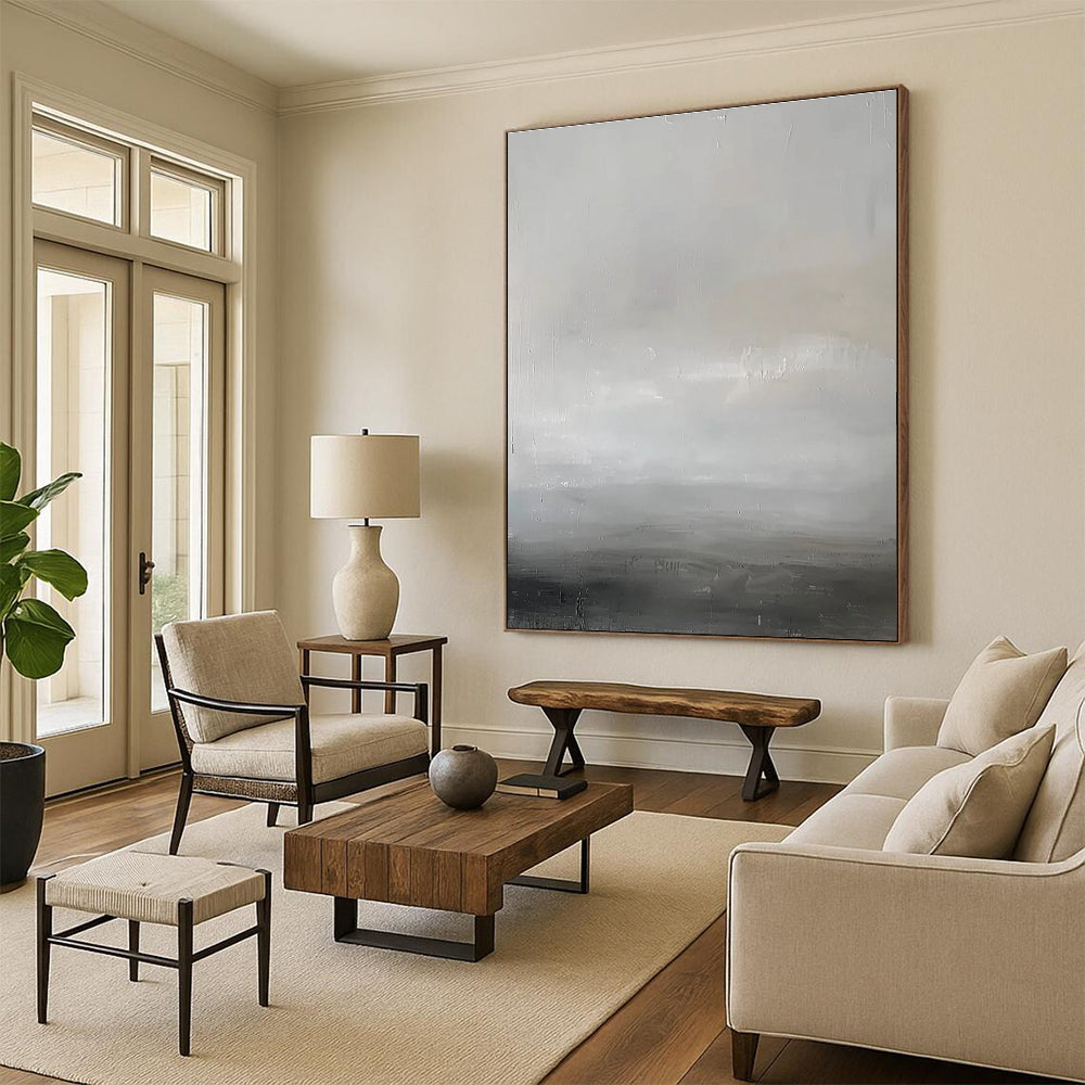 Monochromatic Gray Abstract Painting with Subtle Textures ADGE064