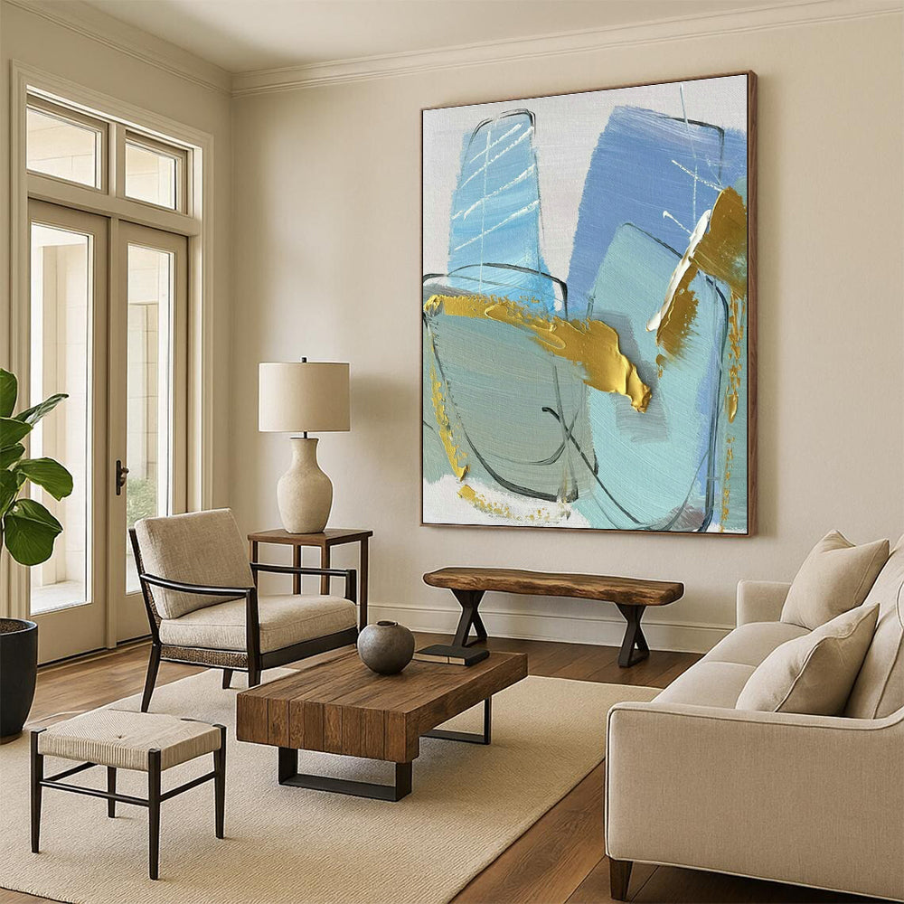 Customizable Handmade Abstract Canvas for Cottage Dining Room Breakfast Nook and Entryway Mudroom DLZ1678