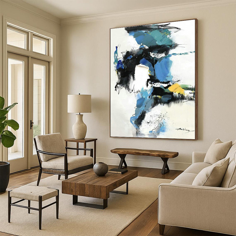 Custom Hand - Painted Abstract Art for Cottage Entryway Dog Runs and Office Utility Rooms DLZ0791