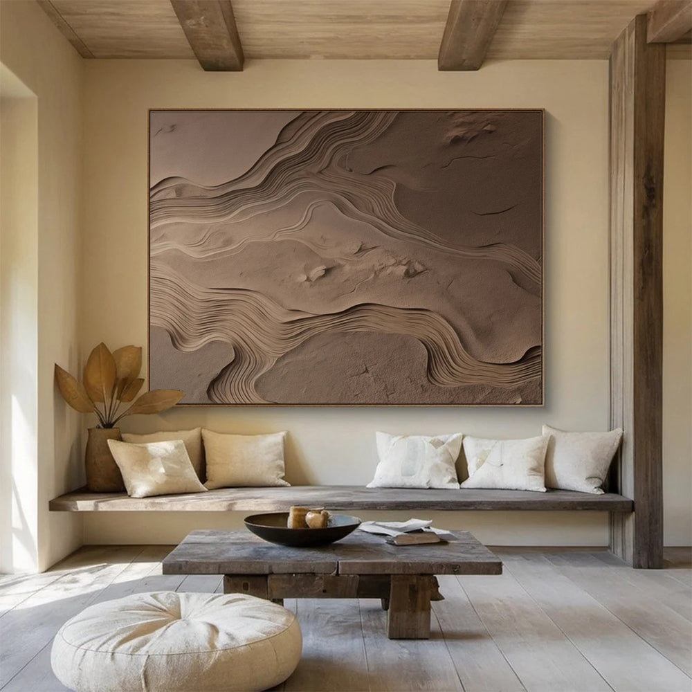Beige Textured Sand - like Abstract Painting THY094