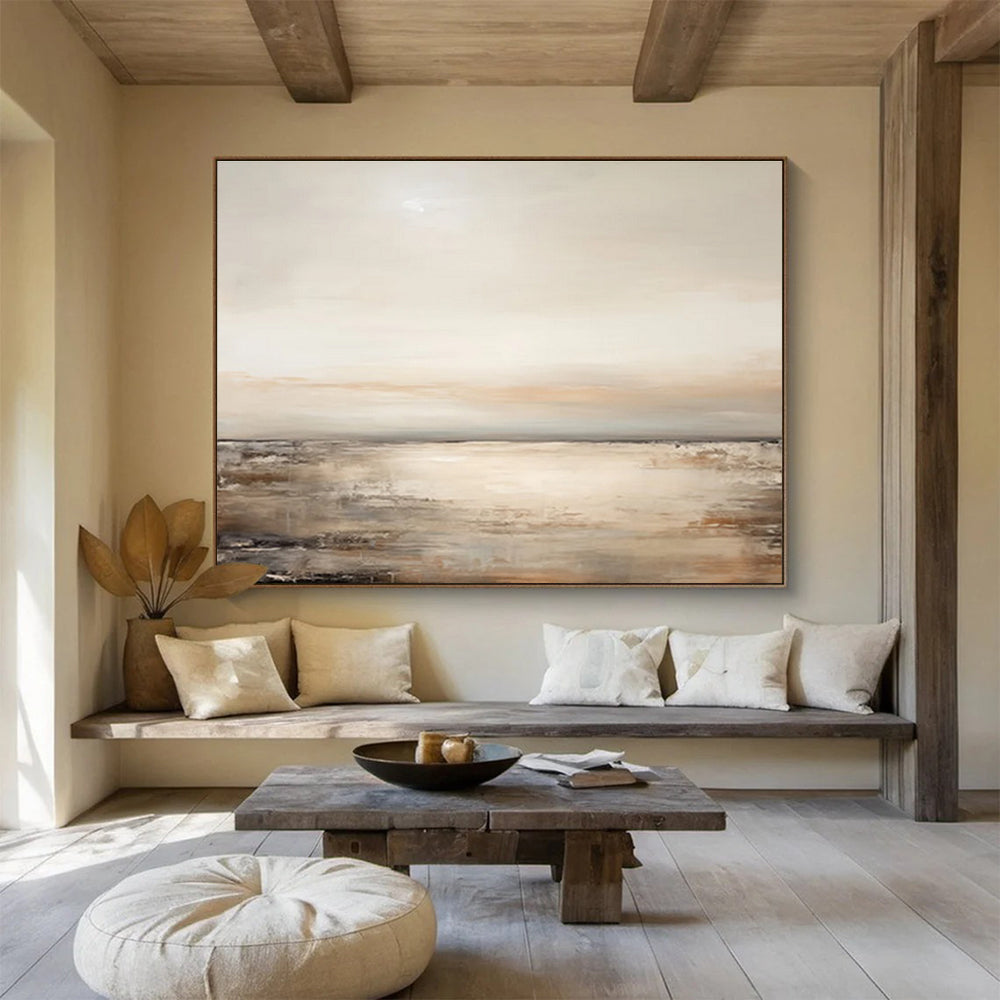 Beige and Grey Toned Sea View Abstract Painting THY101