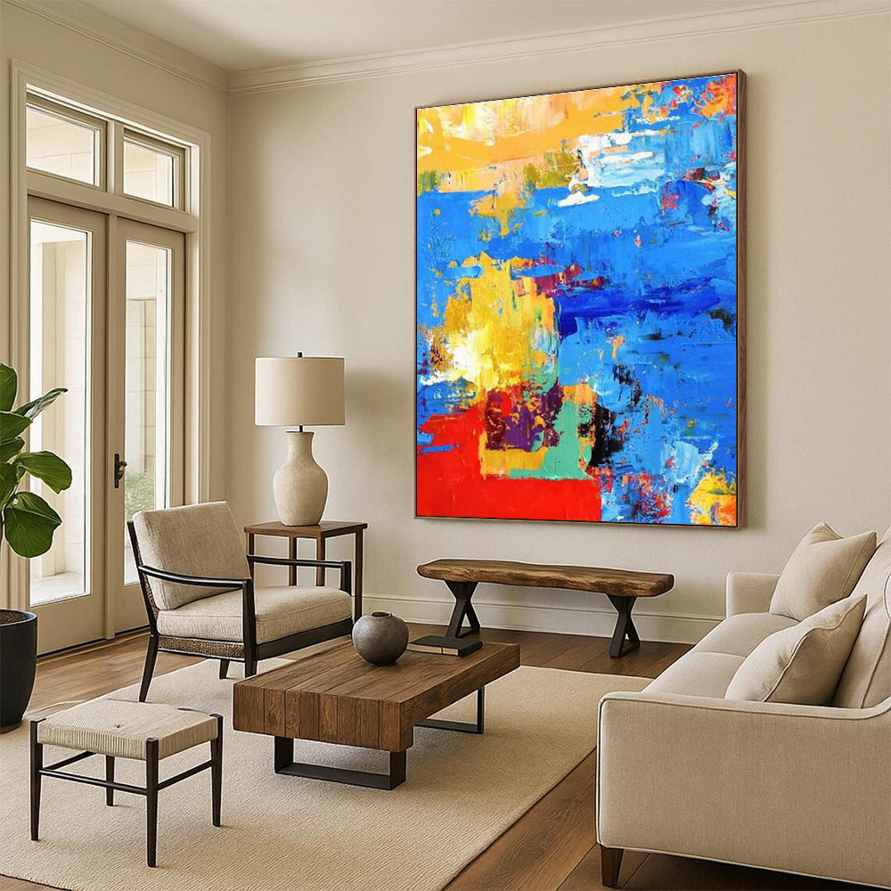 Bold Color Block Abstract Painting with Striking Combinations ADGE413