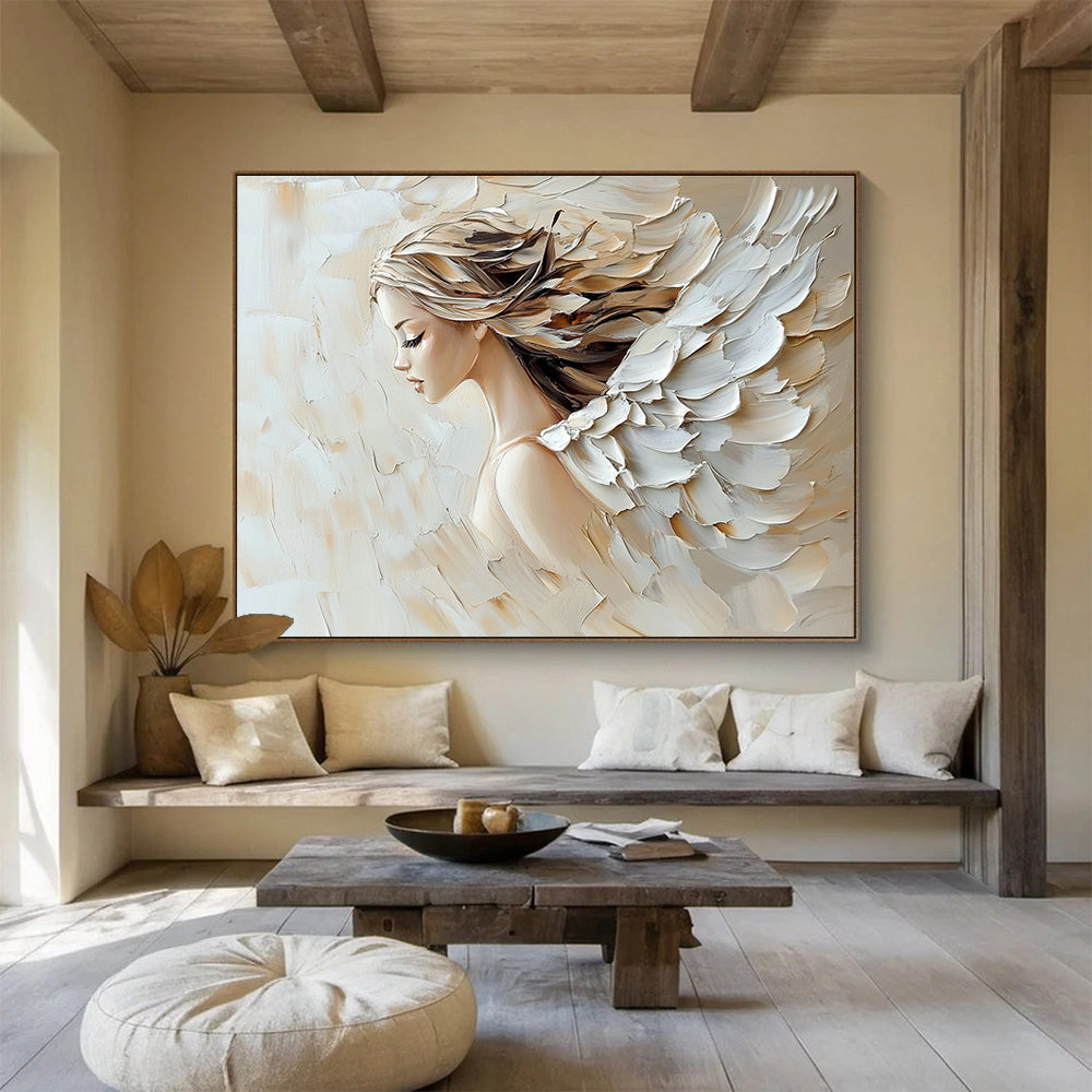Angel - like Figure Abstract Painting with Textured Wings DYP276