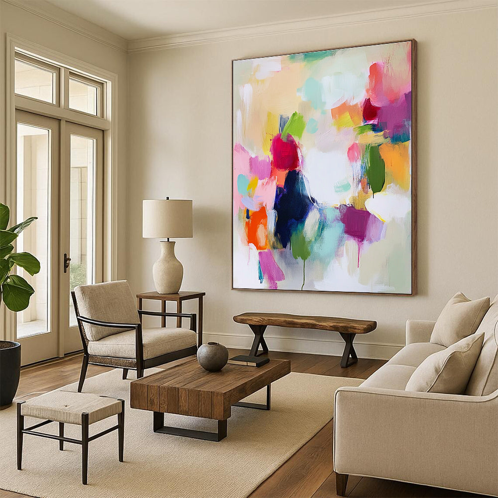 Soft Color Abstract Painting with Gentle Drips GER685