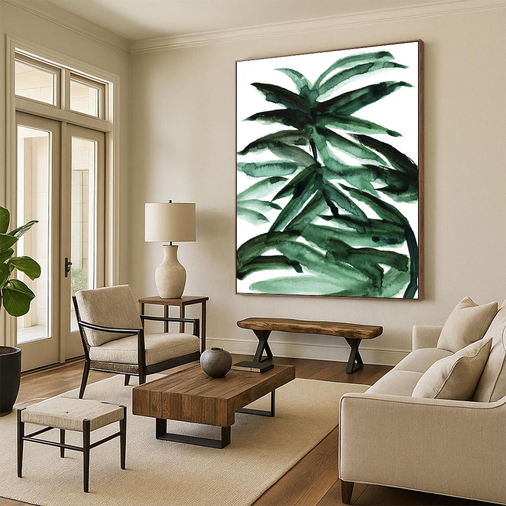 Green Leafy Watercolor Abstract Painting ADGE243