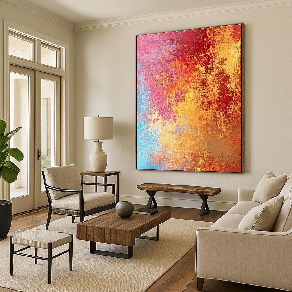 Warm Tone Abstract with Red Orange Pink and Blue GER332