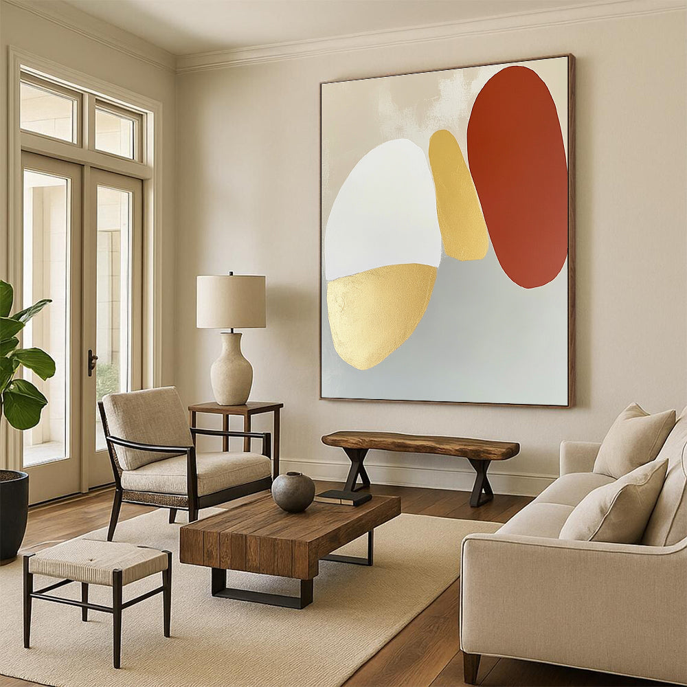 Earthy Tones and Gold Accents Abstract Painting GER874