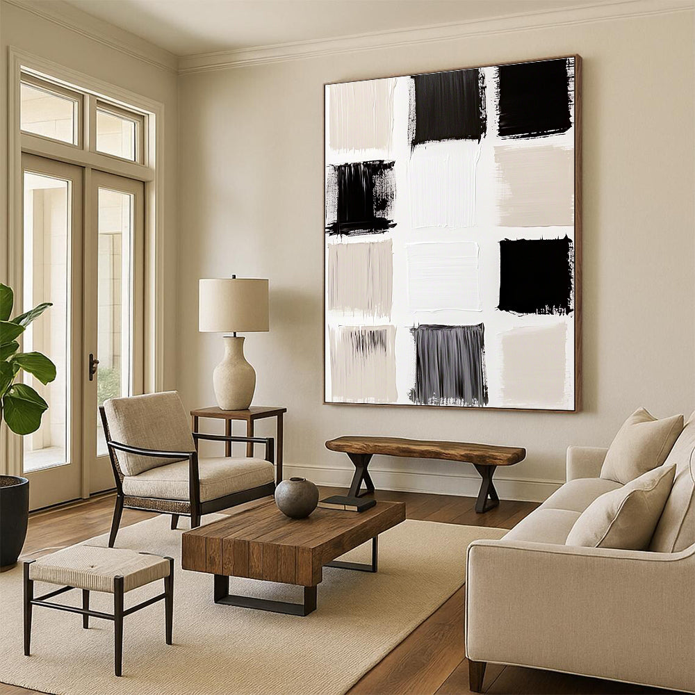 Minimalist Monochrome Abstract Painting with Clean Swatches GER112