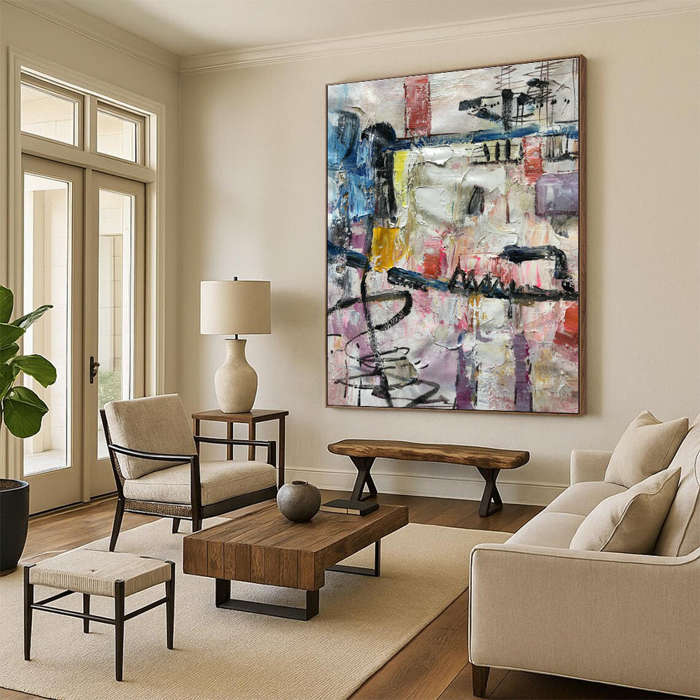 Extra-Large Handmade Abstract Painting for Dining Room & Entryway DLZ1301